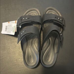 Crocs Black Brooklyn Buckle Sandals